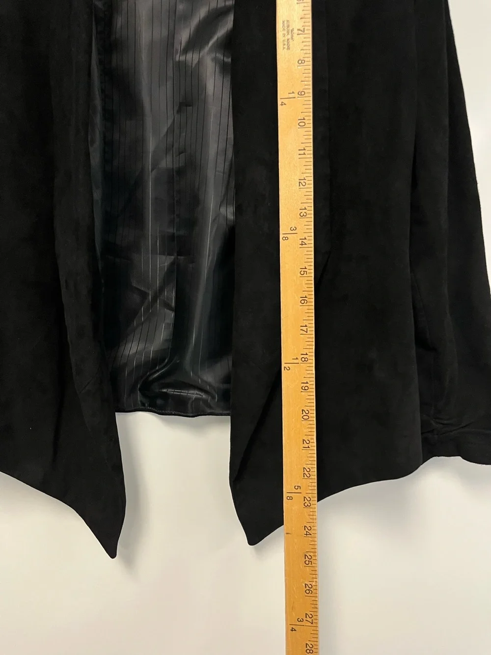 Sylvia Y‎ Mario Black Suede Open-Front Cropped Jacket Sz. M